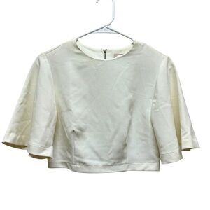 2/$15 Forever 21 Off White Cropped Blouse Top - NWT